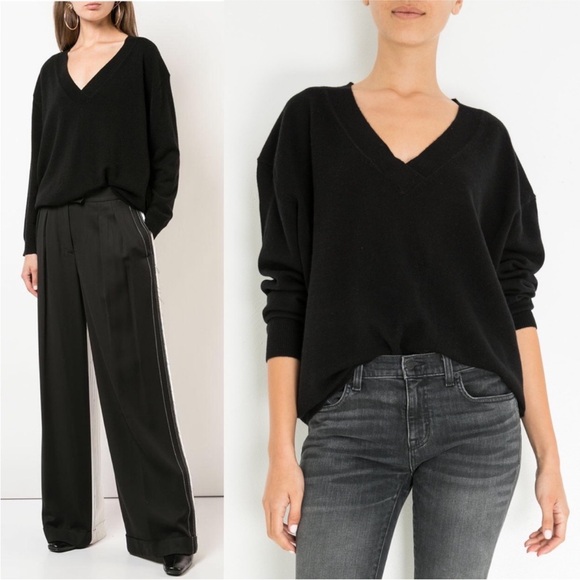 Nili Lotan XS Merle Black Cashmere V Neck Sweater - Picture 1 of 11